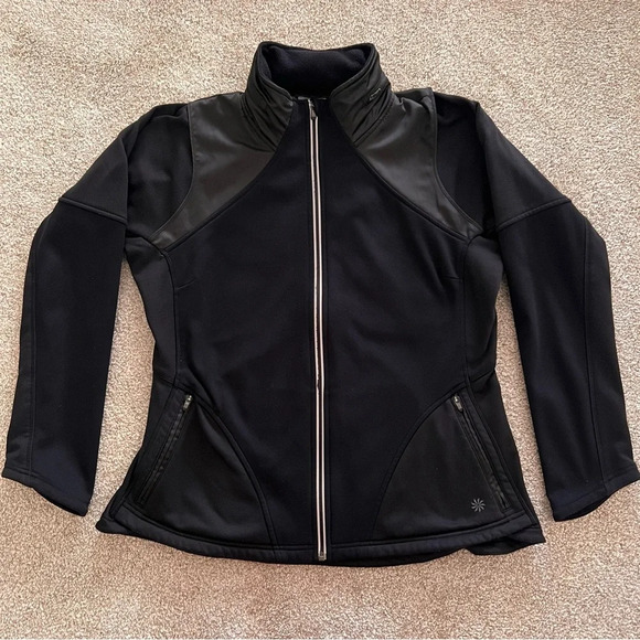 Athleta Black Zip Up Jacket with Hidden Hood - Picture 4 of 10